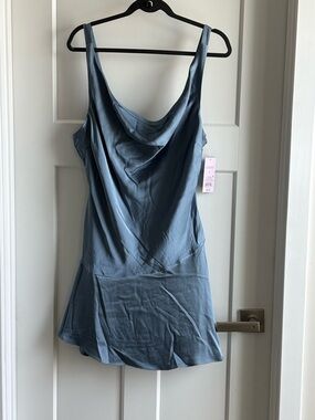 Wild Fable Silky Cowl Neck Slip Dress in Steel Blue
